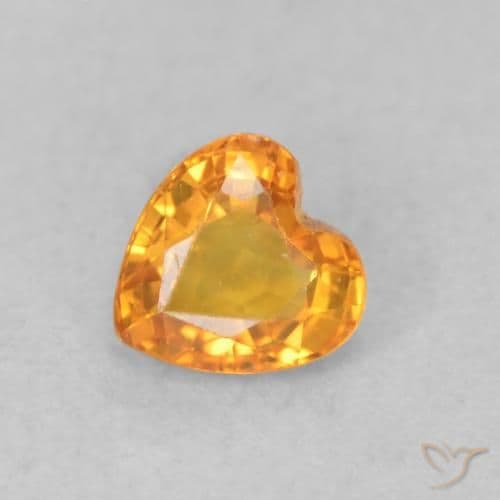 0.41ct Bright Orange Sapphire, Heart Shape, 4.4x4.2 mm