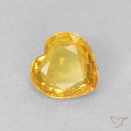 0.46ct Golden-Orange Sapphire, Heart Shape, 4.6x4.6 mm