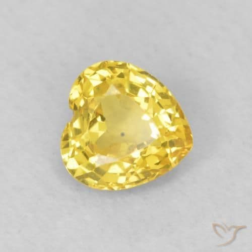 0.48ct Medium Yellow Sapphire, Heart Shape, 4.6x4.5 mm