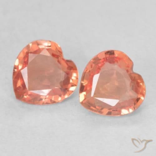 0.79ct Natural Orange Red Sapphire, Heart Shape, 4.6x4.5 mm