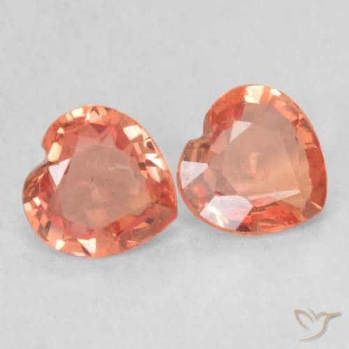 0.79ct Natural Orange Red Sapphire, Heart Shape, 4.6x4.5 mm
