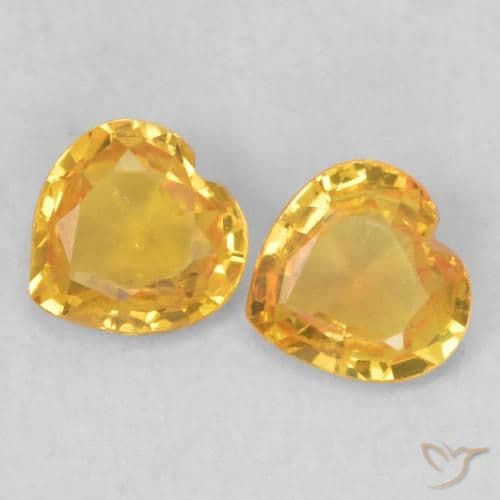 0.70ct Golden Orange Sapphire, Heart Shape, 4.5x4.4 mm