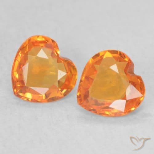 0.76ct Bright Orange Sapphire, Heart Shape, 4.6x4.4 mm