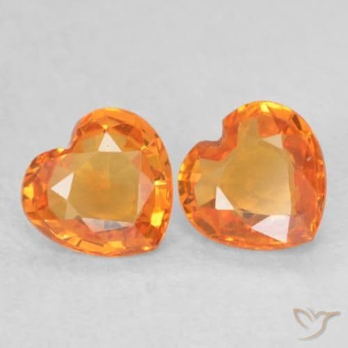 0.76ct Bright Orange Sapphire, Heart Shape, 4.6x4.4 mm