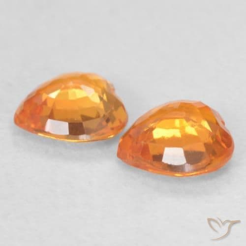 0.76ct Bright Orange Sapphire, Heart Shape, 4.6x4.4 mm