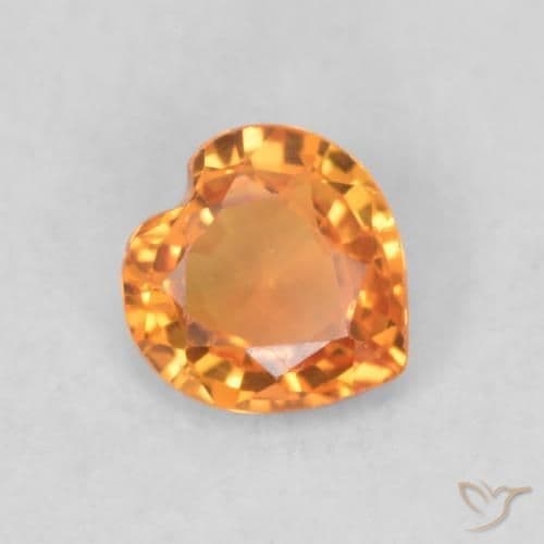 0.40ct Medium Orange Sapphire, Heart Shape, 4.6x4.5 mm
