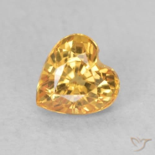 0.53ct Natural Orange-Gold Sapphire, Heart Shape, 4.6x4.5 mm