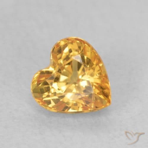 0.53ct Natural Orange-Gold Sapphire, Heart Shape, 4.6x4.5 mm