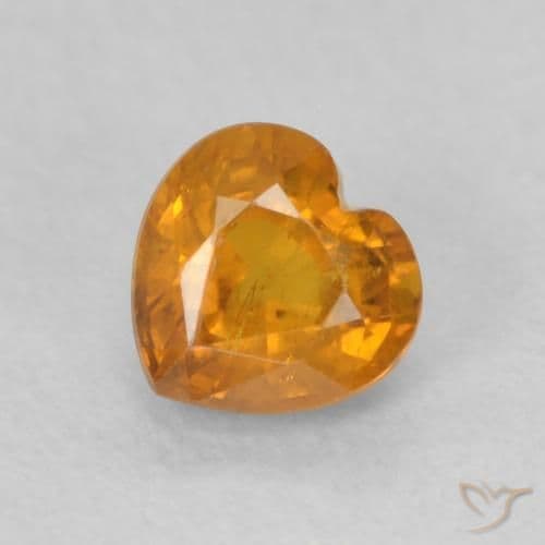 0.54ct Deep Orange-Gold Sapphire, Heart Shape, 4.6x4.5 mm