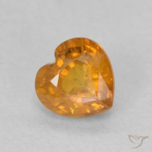 0.54ct Deep Orange-Gold Sapphire, Heart Shape, 4.6x4.5 mm
