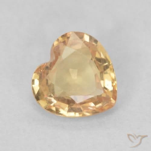 0.48ct Light Peachy Golden Sapphire, Heart Shape, 4.8x4.7 mm