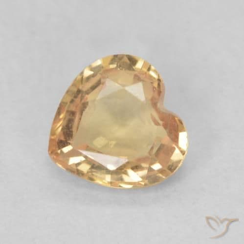 0.48ct Light Peachy Golden Sapphire, Heart Shape, 4.8x4.7 mm