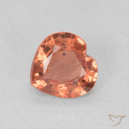 0.79ct Natural Orange Red Sapphire, Heart Shape, 4.6x4.5 mm