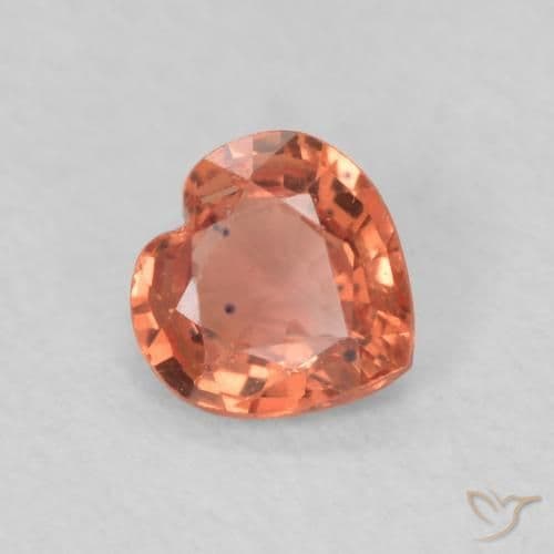 0.36ct Natural Orange Red Sapphire, Heart Shape, 4.4x4.4 mm