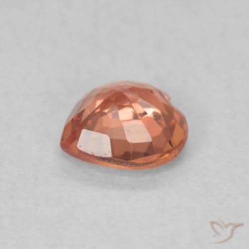 0.36ct Natural Orange Red Sapphire, Heart Shape, 4.4x4.4 mm