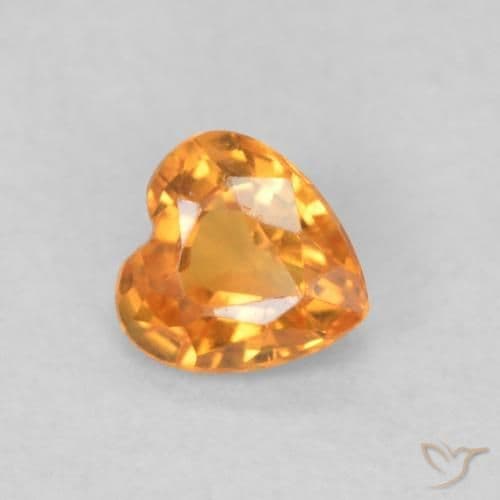 0.35ct Apricot Orange Sapphire, Heart Shape, 4.1x4.1 mm