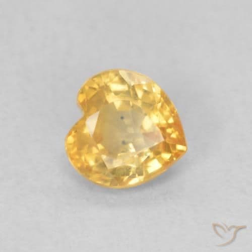0.44ct Natural Bright Gold Sapphire, Heart Shape, 4.5x4.4 mm