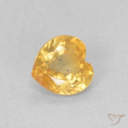 0.44ct Natural Bright Gold Sapphire, Heart Shape, 4.5x4.4 mm