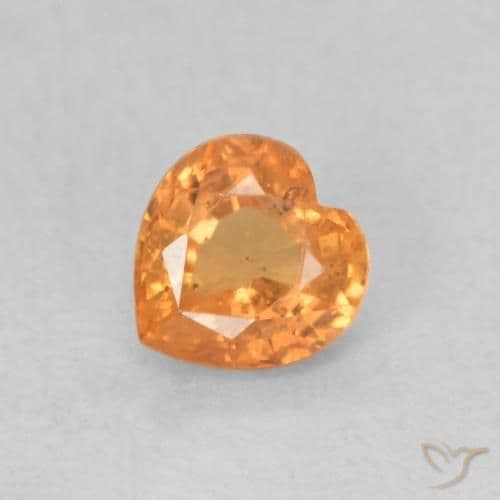 0.48ct Bright Orange Sapphire, Heart Shape, 4.6x4.5 mm