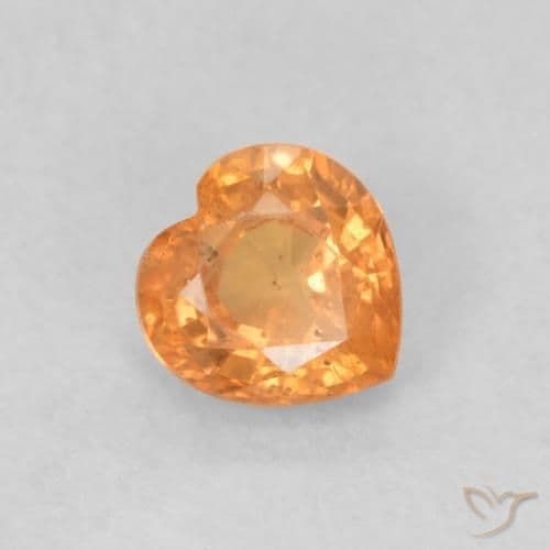 0.48ct Bright Orange Sapphire, Heart Shape, 4.6x4.5 mm
