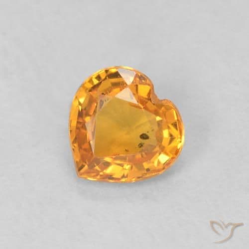 0.40ct Intense Orange Sapphire, Heart Shape, 4.5x4.4 mm