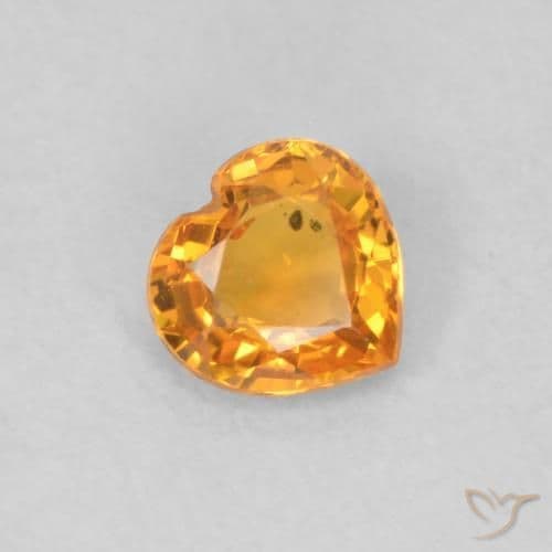0.40ct Intense Orange Sapphire, Heart Shape, 4.5x4.4 mm