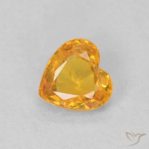 0.48ct Apricot Orange Sapphire, Heart Shape, 4.7x4.6 mm