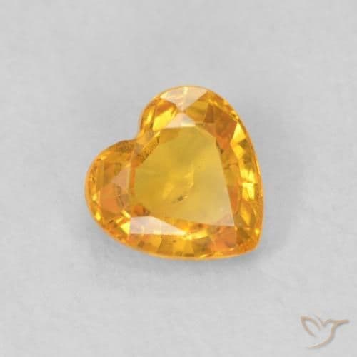 0.48ct Apricot Orange Sapphire, Heart Shape, 4.7x4.6 mm