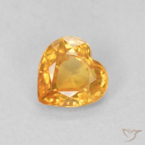 0.47ct Natural Orange-Gold Sapphire, Heart Shape, 4.8x4.7 mm