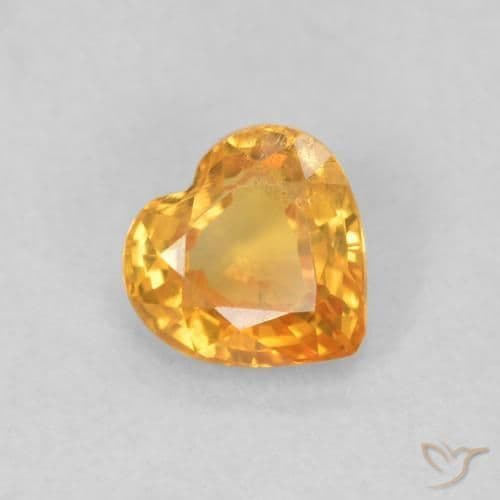 0.47ct Natural Orange-Gold Sapphire, Heart Shape, 4.8x4.7 mm