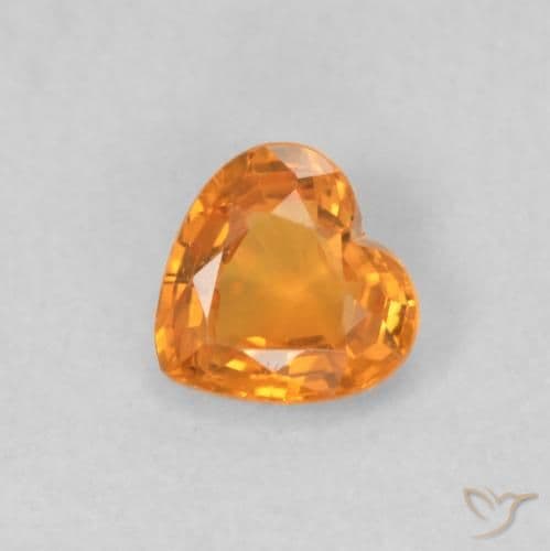0.37ct Medium Orange Sapphire, Heart Shape, 4.6x4.4 mm