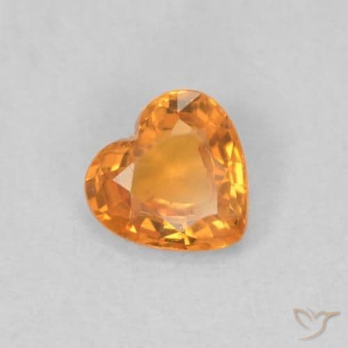 0.37ct Medium Orange Sapphire, Heart Shape, 4.6x4.4 mm