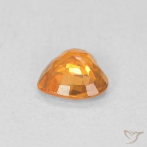0.37ct Medium Orange Sapphire, Heart Shape, 4.6x4.4 mm