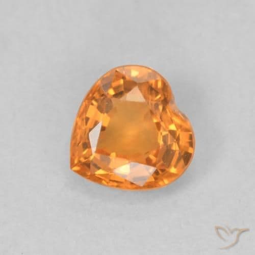 0.46ct Medium Orange Sapphire, Heart Shape, 4.6x4.6 mm