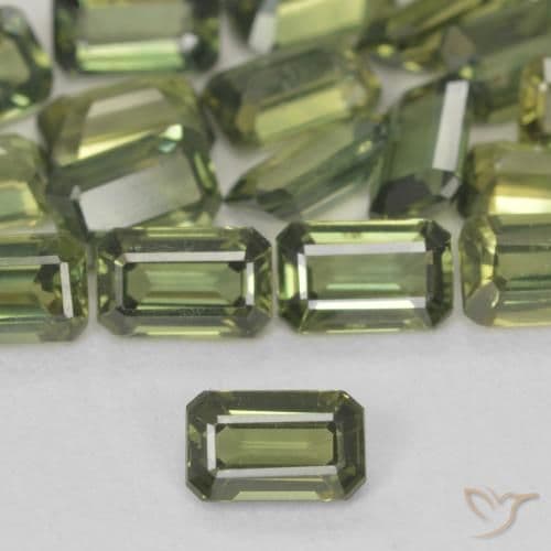 0.45ct Natural Warm Green Sapphire, Emerald Cut, 5.2x3.3 mm