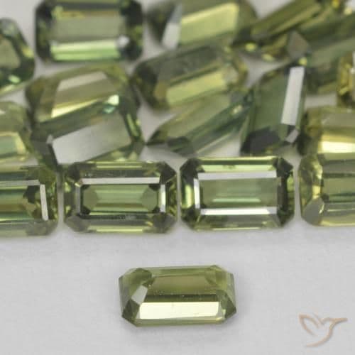 0.45ct Natural Warm Green Sapphire, Emerald Cut, 5.2x3.3 mm