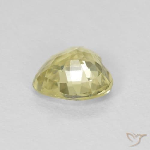 0.72ct Light Greenish Yellow Sapphire, Heart Shape, 5.5x5.5 mm