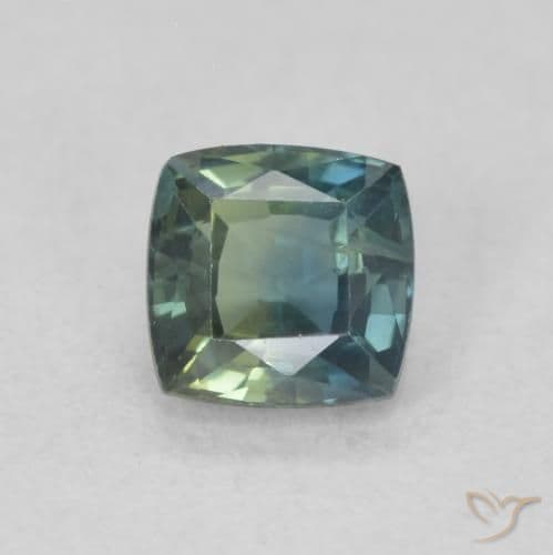 0.68ct Natural Teal Sapphire, Cushion Cut, 4.6x4.5 mm
