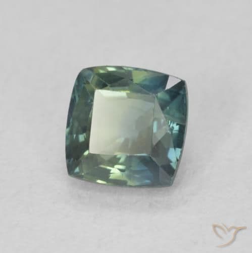 0.63ct Natural Teal Sapphire, Cushion Cut, 4.6x4.5 mm