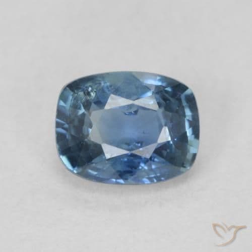 0.60ct Medium Blue Green Sapphire, Cushion Cut, 5.2x4.2 mm
