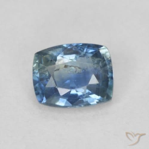 0.60ct Medium Blue Green Sapphire, Cushion Cut, 5.2x4.2 mm
