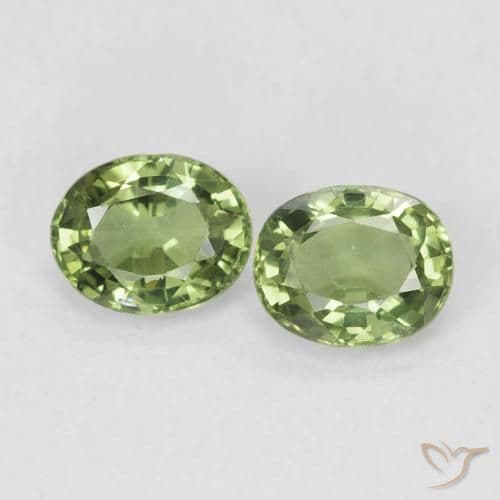 0.83ct Natural Warm Green Sapphire, Oval Cut, 4.9x3.9 mm