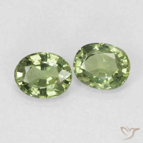 0.83ct Natural Warm Green Sapphire, Oval Cut, 4.9x3.9 mm
