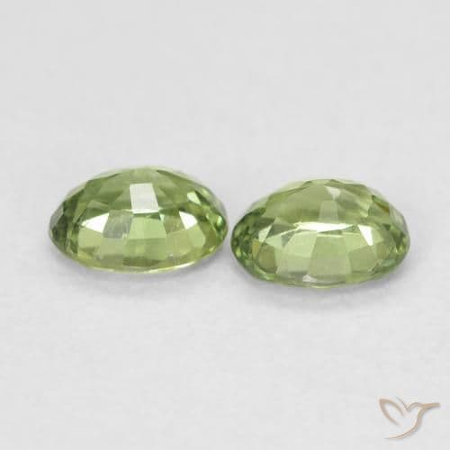 0.83ct Natural Warm Green Sapphire, Oval Cut, 4.9x3.9 mm