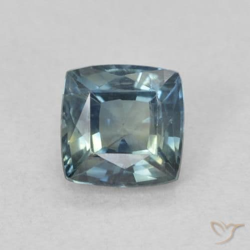 0.64ct Natural Teal Sapphire, Cushion Cut, 4.7x4.7 mm