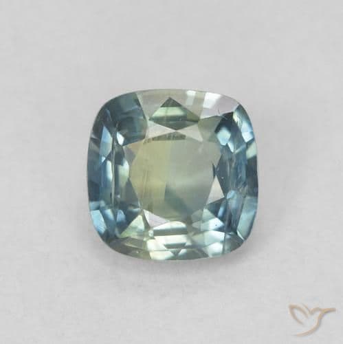 0.60ct Natural Teal Sapphire, Cushion Cut, 4.7x4.7 mm