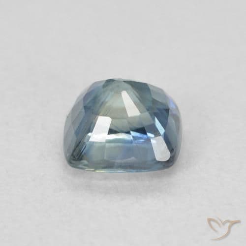 0.71ct Natural Teal Sapphire, Cushion Cut, 4.7x4.6 mm