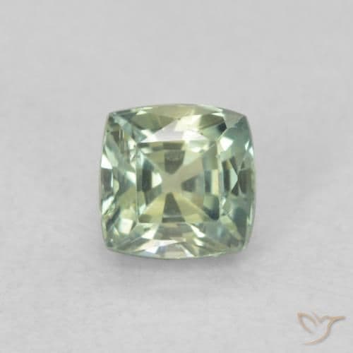 0.57ct Medium Light-Green Sapphire, Cushion Cut, 4.2x4.1 mm