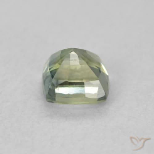 0.57ct Medium Light-Green Sapphire, Cushion Cut, 4.2x4.1 mm