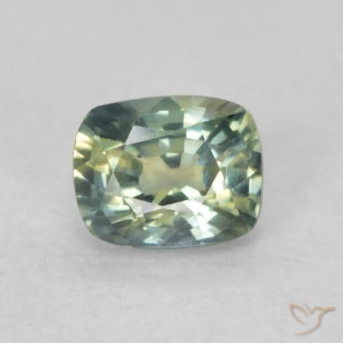 0.60ct Medium Blue Green Sapphire, Cushion Cut, 5.2x4.2 mm